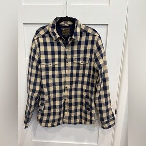 Lucky Brand Navy and Cream Checkered Shirt Jacket
